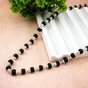 Karungali malai Silver Cap Plated Necklace