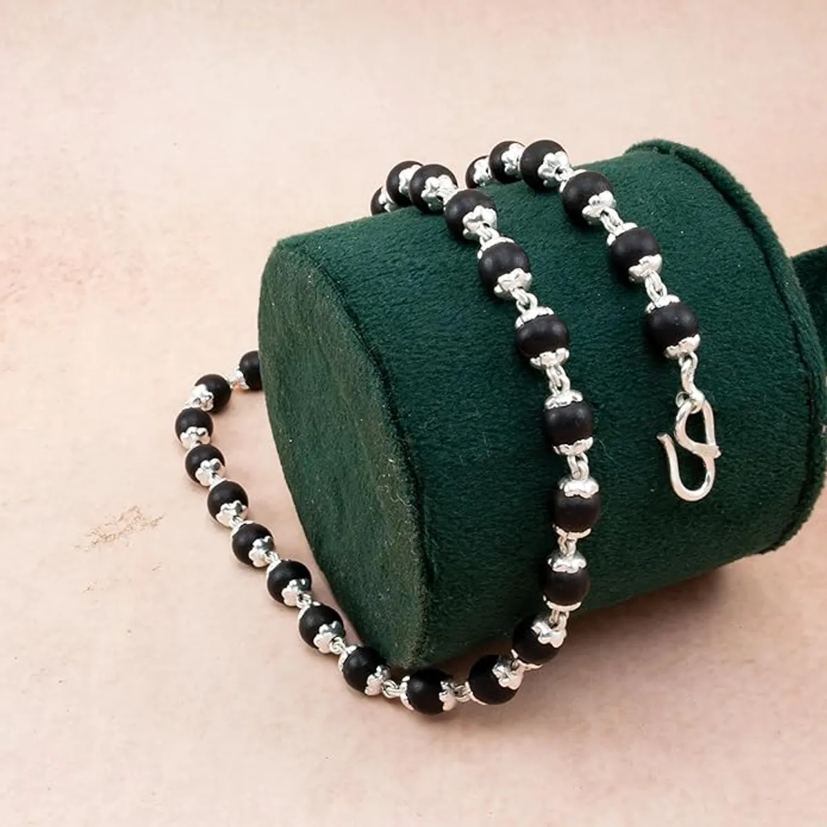 Karungali malai Silver Cap Plated Necklace - Image 9